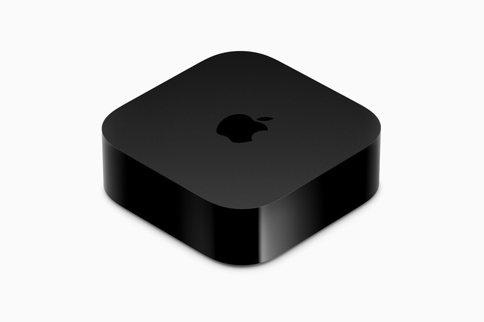 Apple TV 4K top-down view — more compact, fan-free A15 design