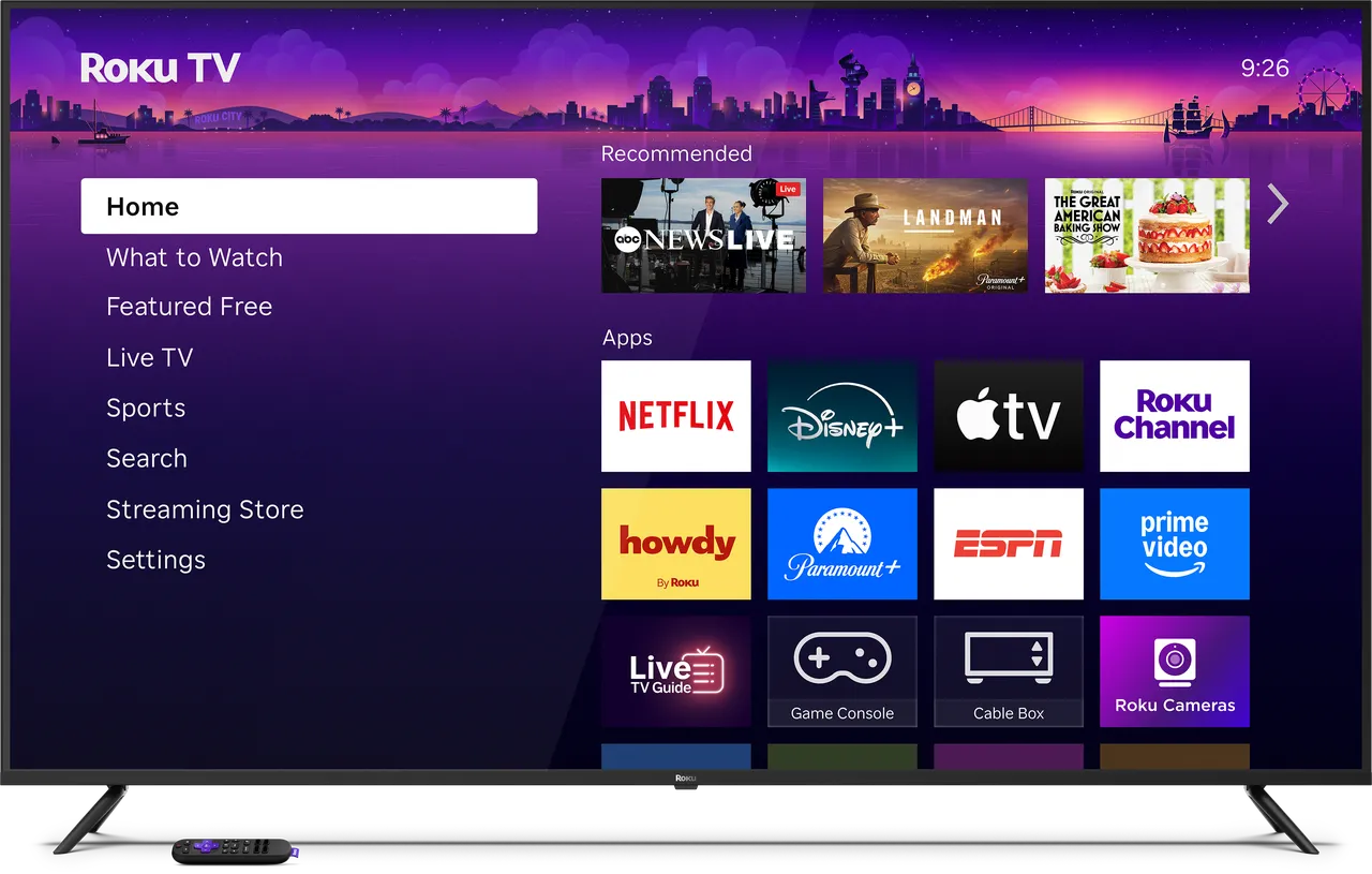 Roku OS home screen — app grid interface