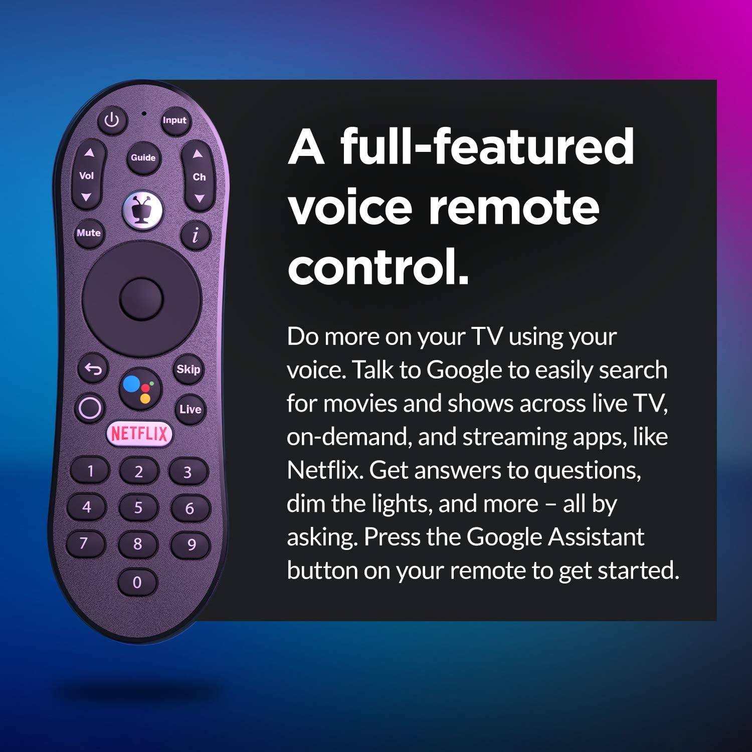 TiVo Stream 4K voice remote — full layout